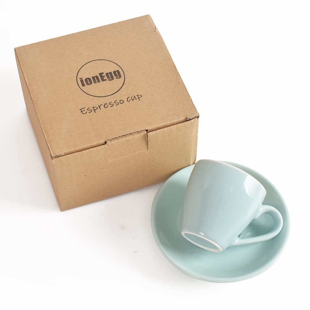 ionEgg Tasse à expresso en porcelaine avec soucoupe, 80 ml, bleu