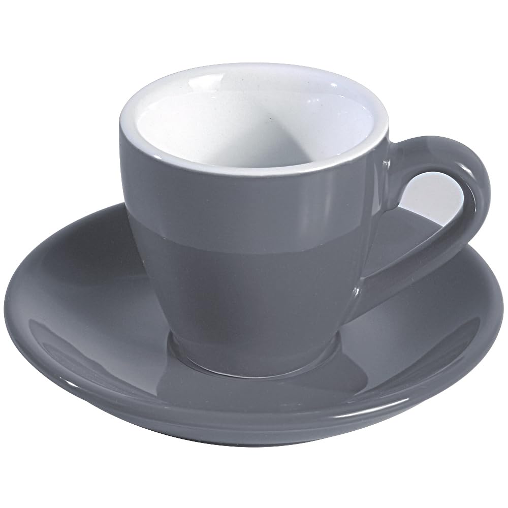 Tasse à expresso en porcelaine ionEgg avec soucoupe, tasse à expresso, 80 ml/2,7 oz, grise