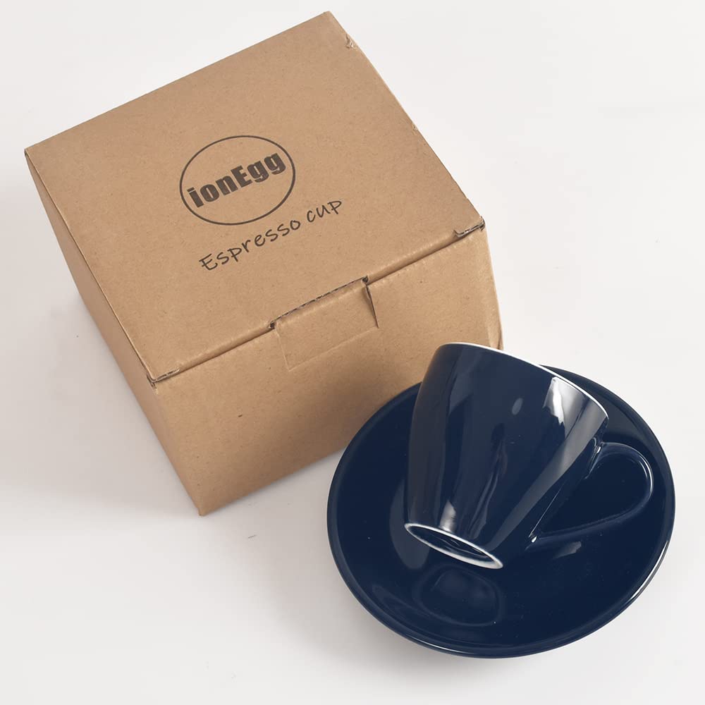 Tasse à expresso en porcelaine ionEgg avec soucoupe, tasse à expresso, 80 ml/2,7 oz, bleu profond