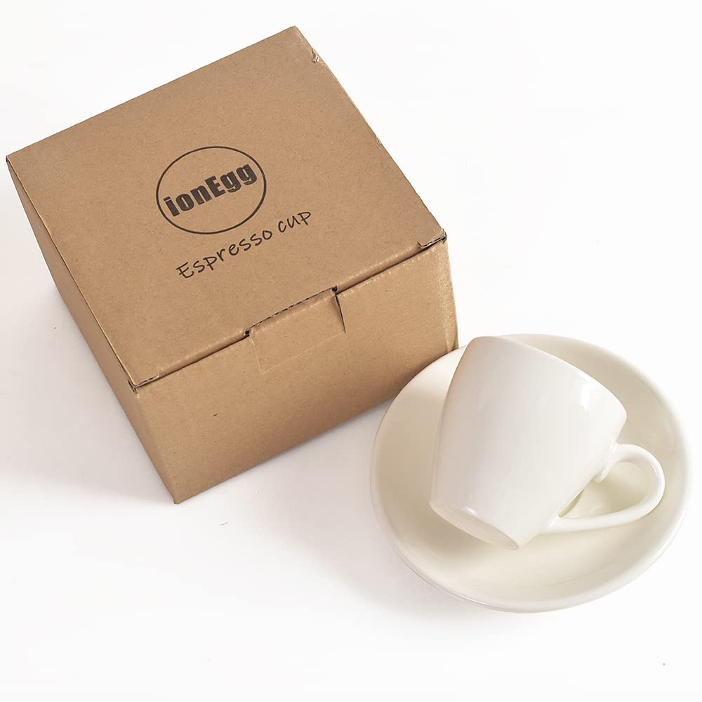 ionEgg Tasse à expresso en porcelaine avec soucoupe, 80 ml, blanc