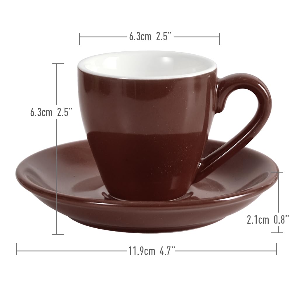 ionEgg Tasse à espresso en porcelaine avec soucoupe, verre à schnapps expresso, 80 ml, Marron