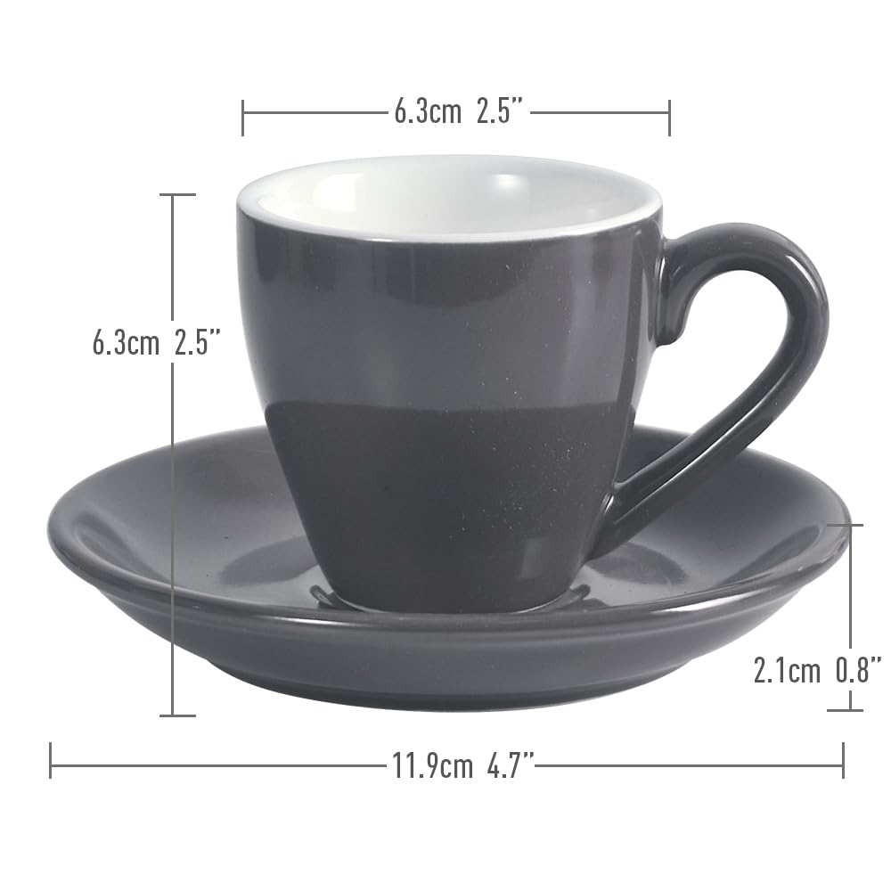 Tasse à expresso en porcelaine ionEgg avec soucoupe, tasse à expresso, 80 ml/2,7 oz, grise