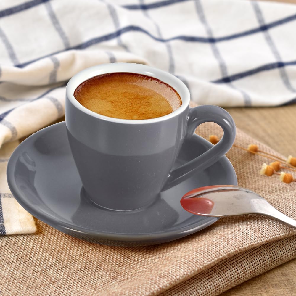 Tasse à expresso en porcelaine ionEgg avec soucoupe, tasse à expresso, 80 ml/2,7 oz, grise