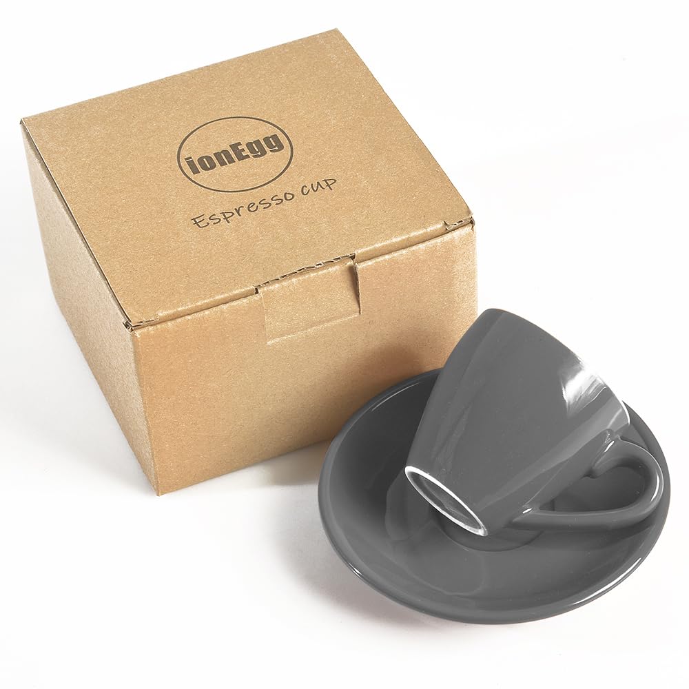 Tasse à expresso en porcelaine ionEgg avec soucoupe, tasse à expresso, 80 ml/2,7 oz, grise