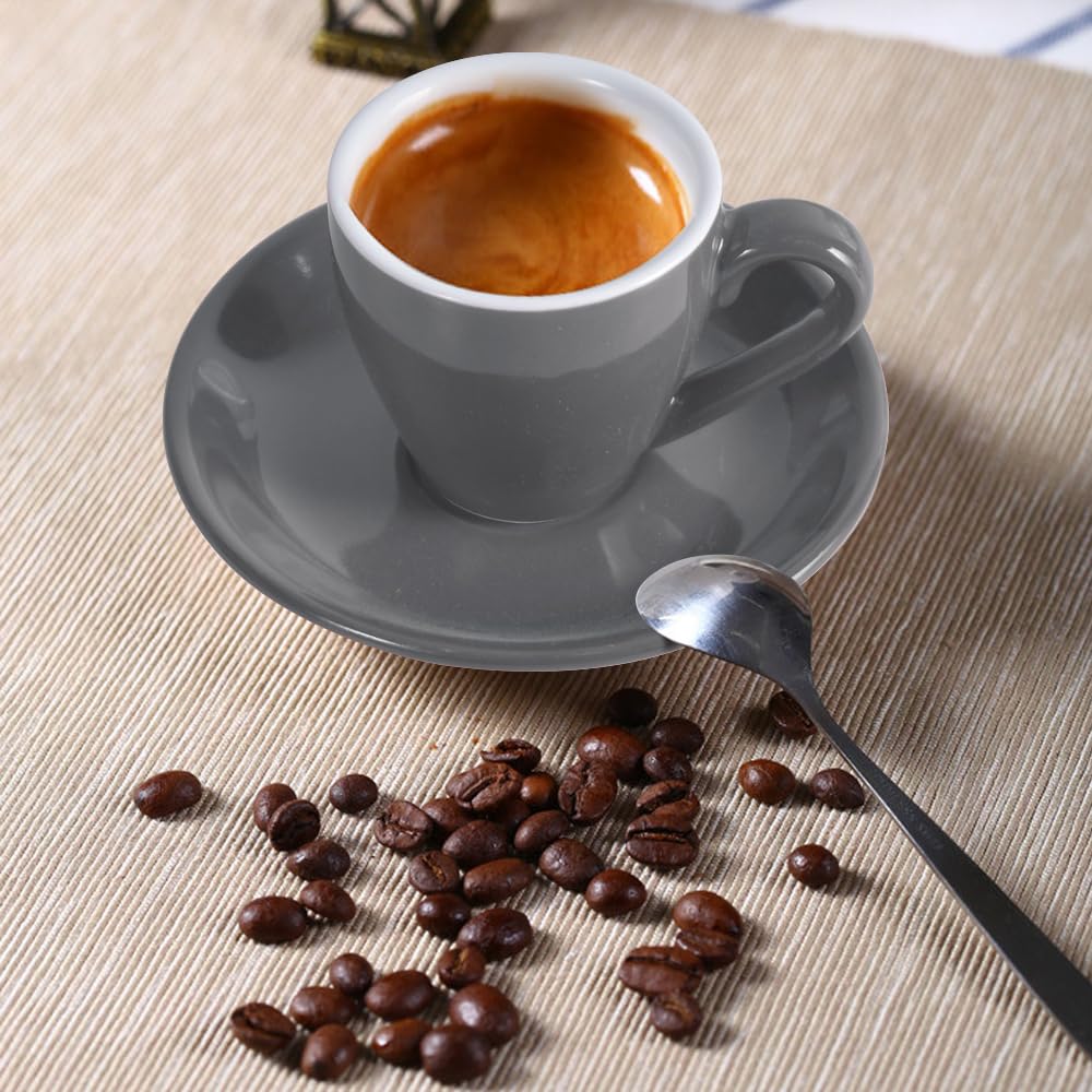 Tasse à expresso en porcelaine ionEgg avec soucoupe, tasse à expresso, 80 ml/2,7 oz, grise