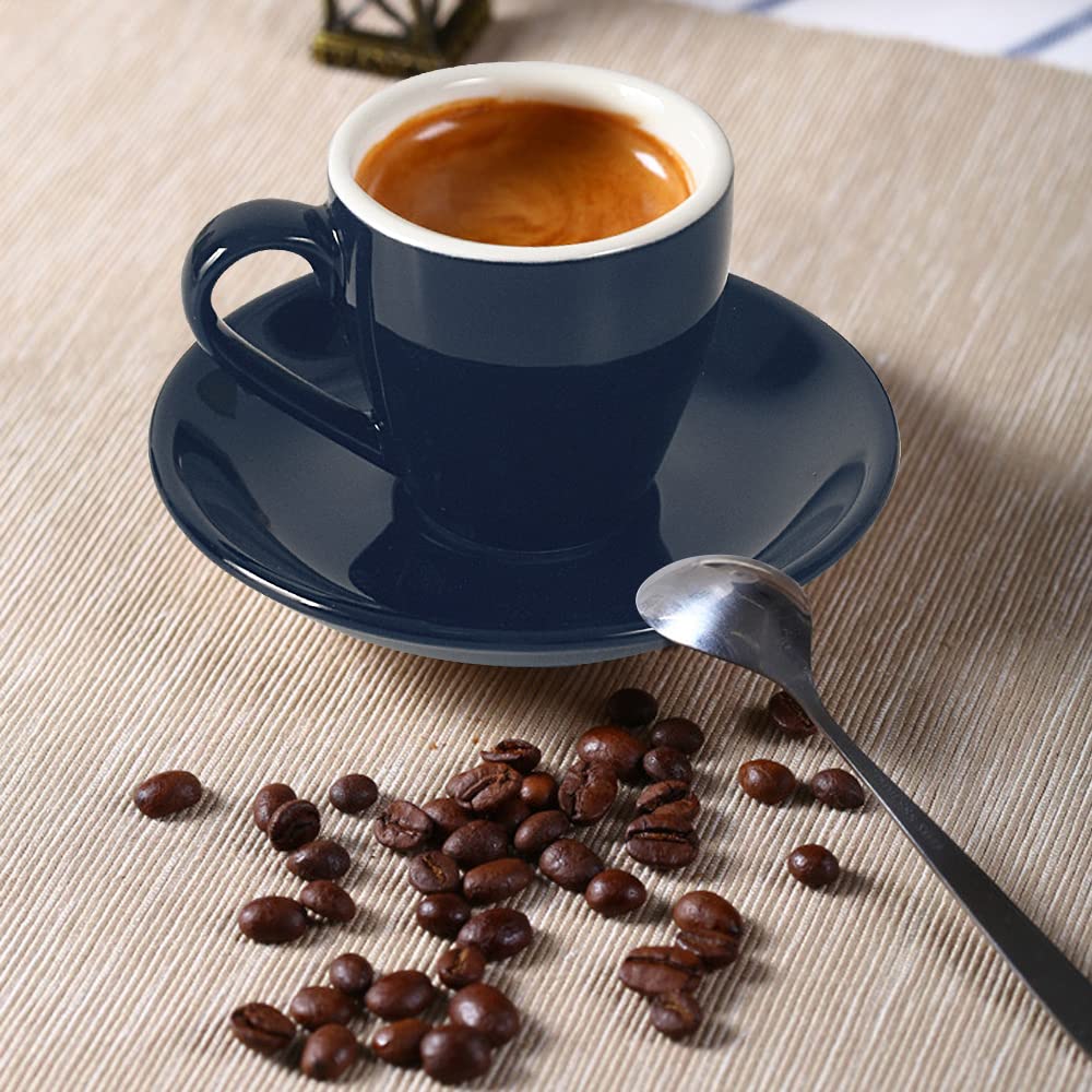 Tasse à expresso en porcelaine ionEgg avec soucoupe, tasse à expresso, 80 ml/2,7 oz, bleu profond